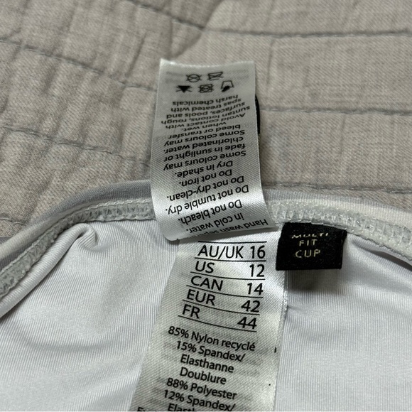 Nip Tuck Swim Gray & White Striped One-piece Swimsuit Size 12 - Picture 4 of 11